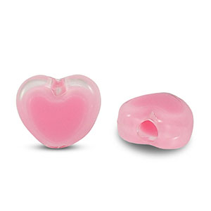 Abalorios acr&iacute;licos coraz&oacute;n Rosa