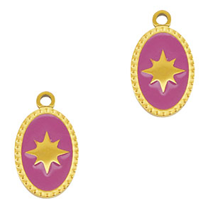 Colgantes Acero Inox oval sol Dorado-morado