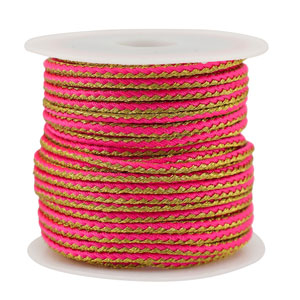 Cord&oacute;n trenzado trendy 2.3mm Rosa ne&oacute;n-dorado