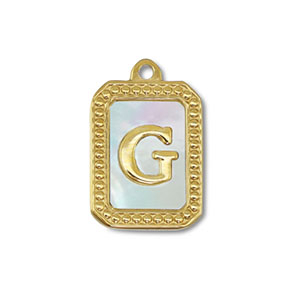 Colgante Acero Inox concha letra G Dorado-blanco (color natural)