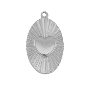 Colgantes Acero Inox coraz&oacute;n Plateado
