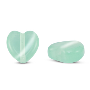 Abalorios de cristal Ojo de gato corazon Turquesa menta