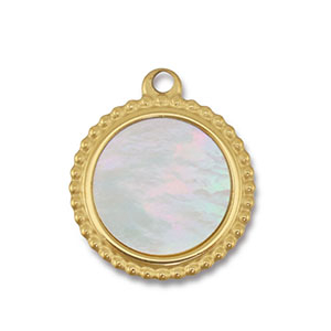 Colgante Acero Inox concha redondos Dorado-blanco (color natural)