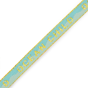 Cinta con texto "Ocean child" Azul-dorado