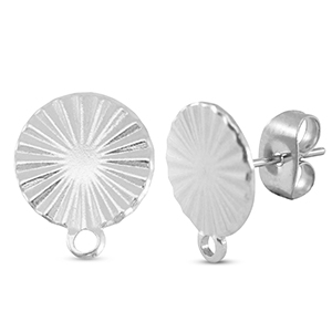 Fornituras Acero Inox pendientes redondo con anilla Plateado