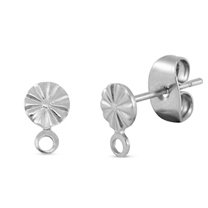 Fornituras Acero Inox pendientes redondo con anilla Plateado