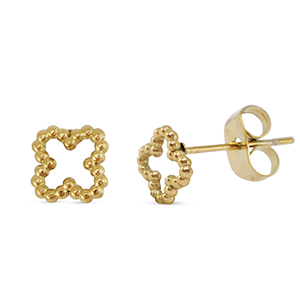 Pendientes Acero tr&eacute;bol Dorado