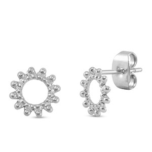Pendientes Acero Inox flor Plateado