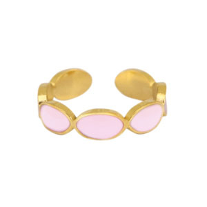 Anillos Acero Inox esmalte ovalado Lila-dorado