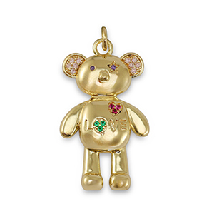 Metal TQ lat&oacute;n colgante zirconia oso Dorado-multicolor