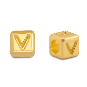 Abalorios letras met&aacute;licos DQ V Dorado (sin n&iacute;quel)