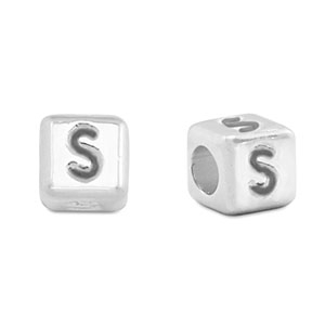 Abalorios letras met&aacute;licos DQ S Plata vieja (sin n&iacute;quel)