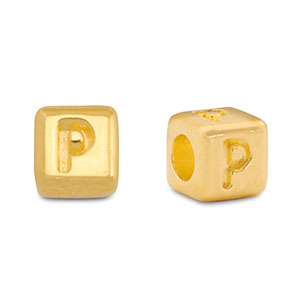 Abalorios letras met&aacute;licos DQ P Dorado (sin n&iacute;quel)