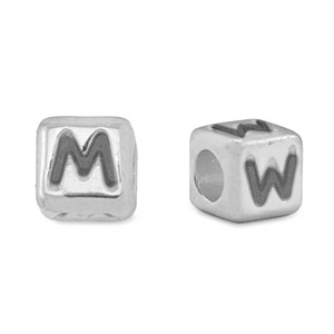 Abalorios letras met&aacute;licos DQ M/W Plata vieja (sin n&iacute;quel)