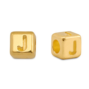 Abalorios letras met&aacute;licos DQ J Dorado (sin n&iacute;quel)