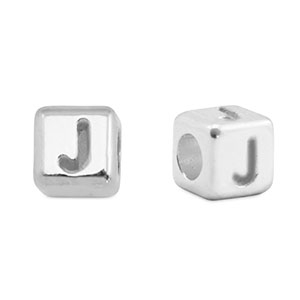 Abalorios letras met&aacute;licos DQ J Plata vieja (sin n&iacute;quel)