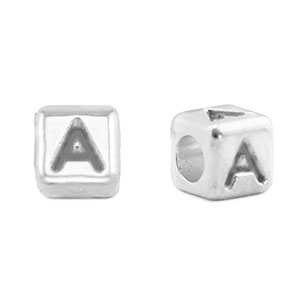 Abalorios letras met&aacute;licos DQ A Plata vieja (sin n&iacute;quel)
