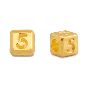 Abalorios letras met&aacute;licos DQ 5 Dorado (sin n&iacute;quel)