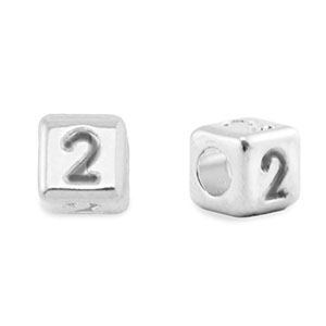 Abalorios letras met&aacute;licos DQ 2 Plata vieja (sin n&iacute;quel)