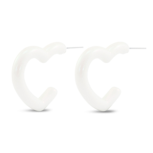 Pendientes trendy coraz&oacute;n Blanco-revestimiento pearl shine