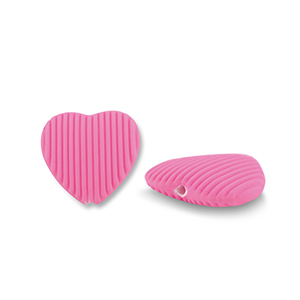 Abalorios acr&iacute;licos coraz&oacute;n Rosa magenta