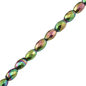 Abalorios Hematita &oacute;valo faceteada 5mm Verde-rosa-cubierta AB