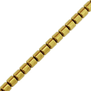 Abalorios Hematita tubo 3mm Dorado