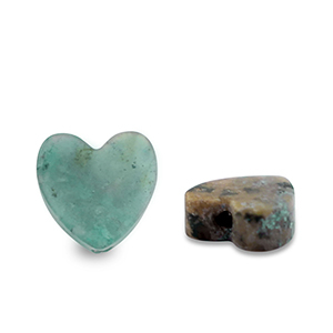 Piedras Naturales abalorios Calcita coraz&oacute;n Verde-negro