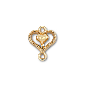 Colgantes met&aacute;licos entrepieza coraz&oacute;n on coraz&oacute;n Dorado