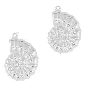Colgantes Acero Inox concha de mar Plateado