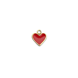 Colgantes Acero Inox coraz&oacute;n Dorado-rojo