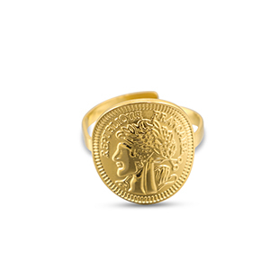 Anillos Acero Inox moneda Dorado