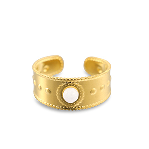 Anillos Acero Inox perla Dorado-blanco