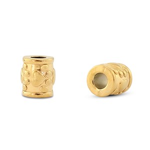 Abalorios de acero inox tubo huella de perro Dorado