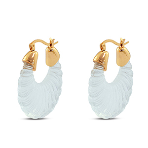 Pendientes trendy en resina &oacute;valo Dorado-transparente