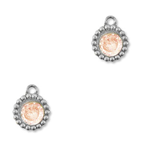 Colgantes Acero Inox zirc&oacute;n redondos Plateado-naranja claro