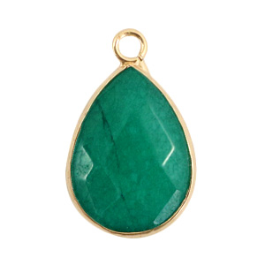 Colgantes de piedra natural gota Verde ed&eacute;n-dorado