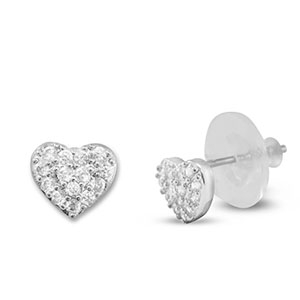 Metal TQ lat&oacute;n pendiente zirconia coraz&oacute;n Plateado