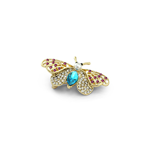 Broches mariposa con perla Dorado-azul-rosa