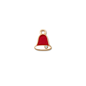 Colgantes met&aacute;licos zirconia campana de navidad Dorado-rojo-blanco