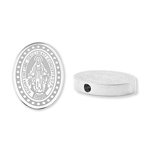 Abalorios Acero Inox &oacute;valo religiosa Plateado