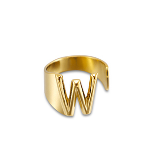 Anillos Acero Inox letra W Dorado