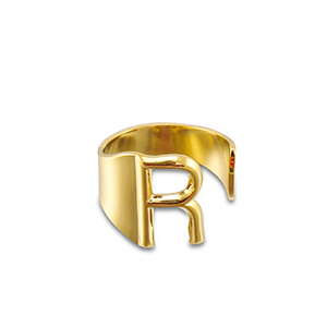 Anillos Acero Inox letra R Dorado