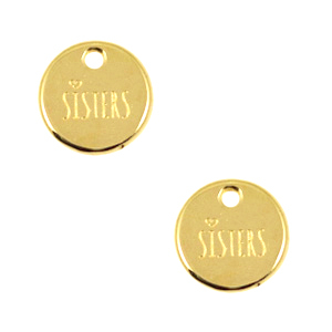 Colgantes met&aacute;licos DQ 12mm "sisters" Dorado (sin n&iacute;quel)