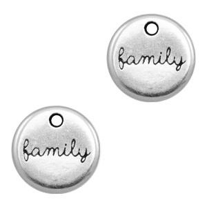 Colgantes met&aacute;licos DQ "family" Plata vieja (sin n&iacute;quel)