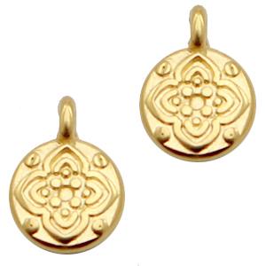 Colgantes met&aacute;licos DQ flor 7mm Dorado (sin n&iacute;quel)