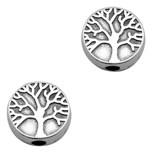 Abalarios met&aacute;licos DQ &aacute;rbol Plata vieja (sin n&iacute;quel)