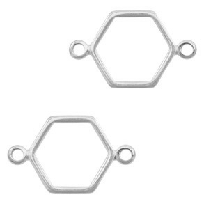 Colgantes met&aacute;licos DQ entrepieza hex&aacute;gono plata vieja (sin n&iacute;quel)