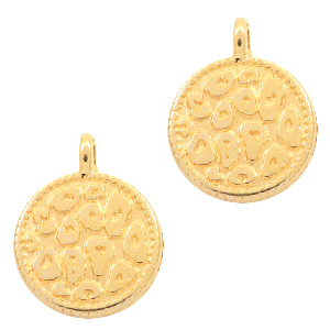 Colgantes met&aacute;licos DQ leopardo print 12mm Dorado (sin n&iacute;quel)