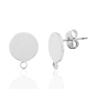 Fornituras met&aacute;licas DQ pendiente base redondo 10mm con anilla Plata vieja (sin n&iacute;quel)